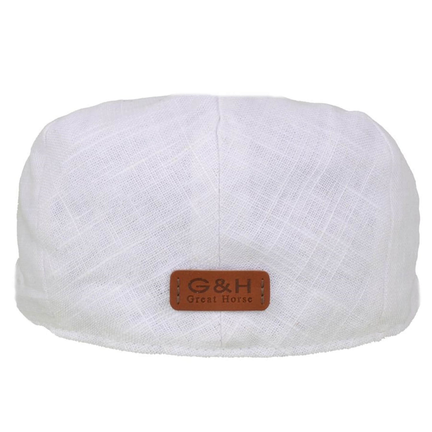 White Linen Flat Cap - Peaked Sun Hat - G&H