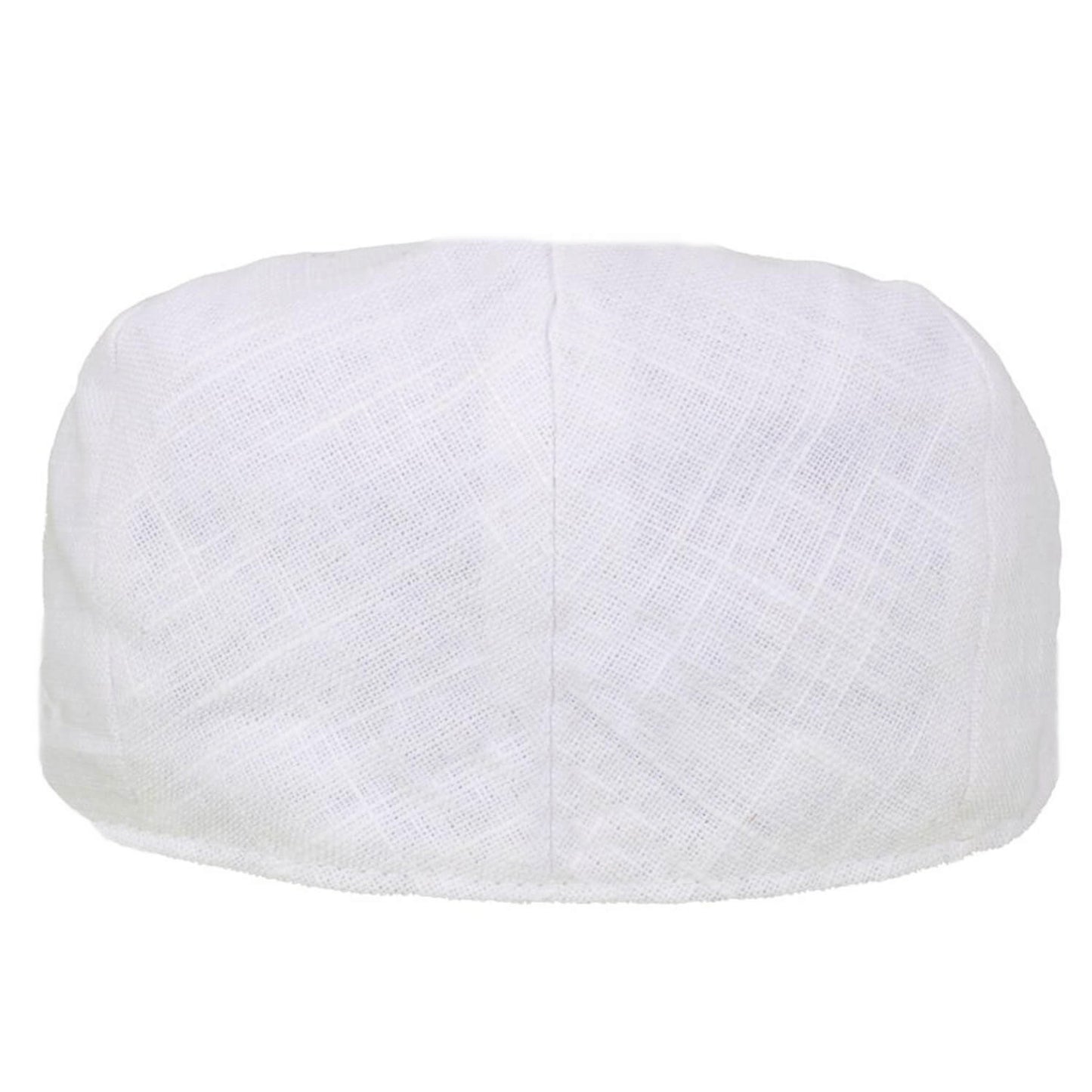 Flat Cap, White, Linen, Rear View