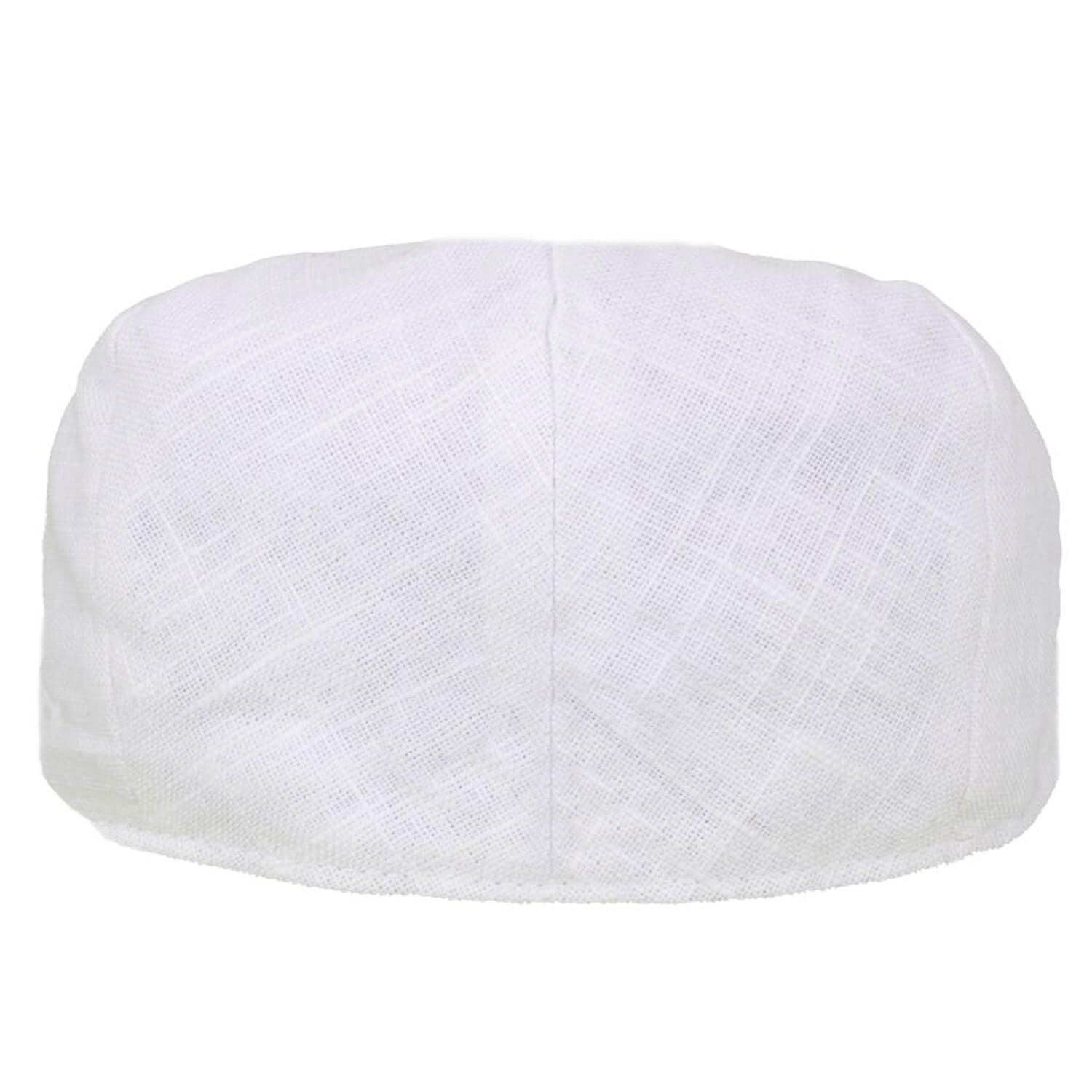 Flat Cap, White, Linen, Rear View