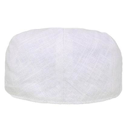 Flat Cap, White, Linen, Rear View