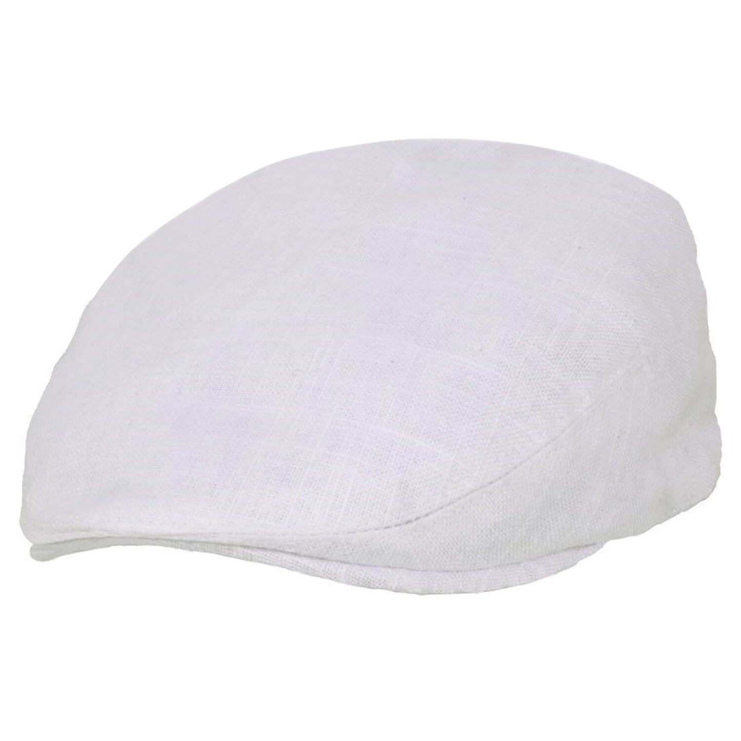 White Linen Flat Cap - Peaked Sun Hat - G&H