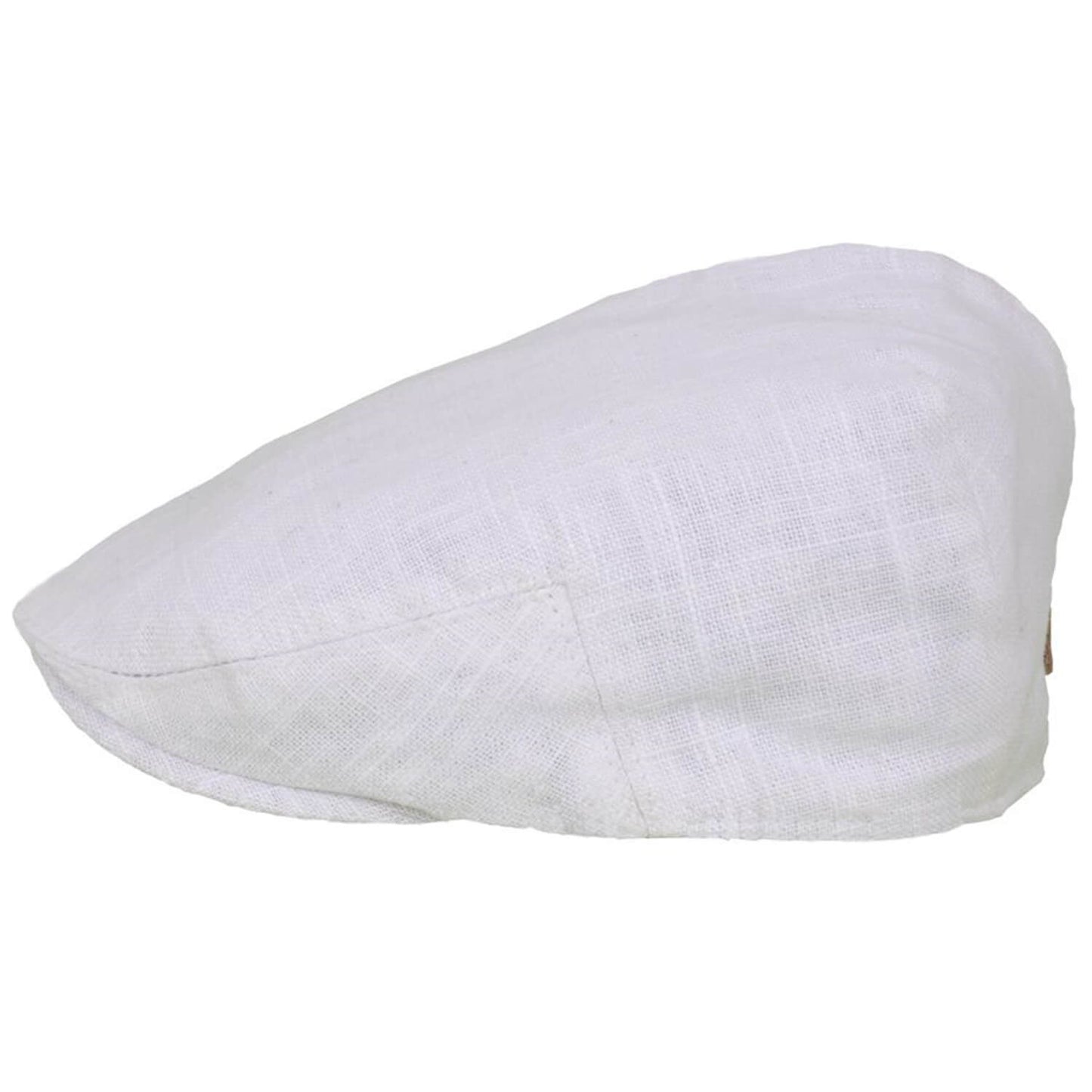 White Linen Flat Cap - Peaked Sun Hat - G&H