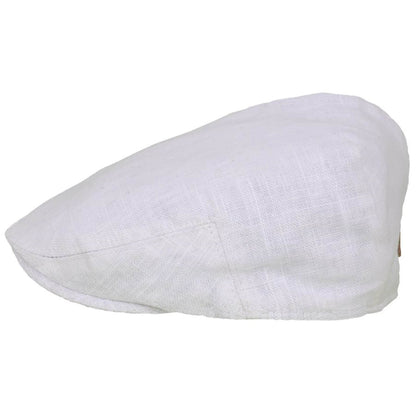 White Linen Flat Cap - Peaked Sun Hat - G&H