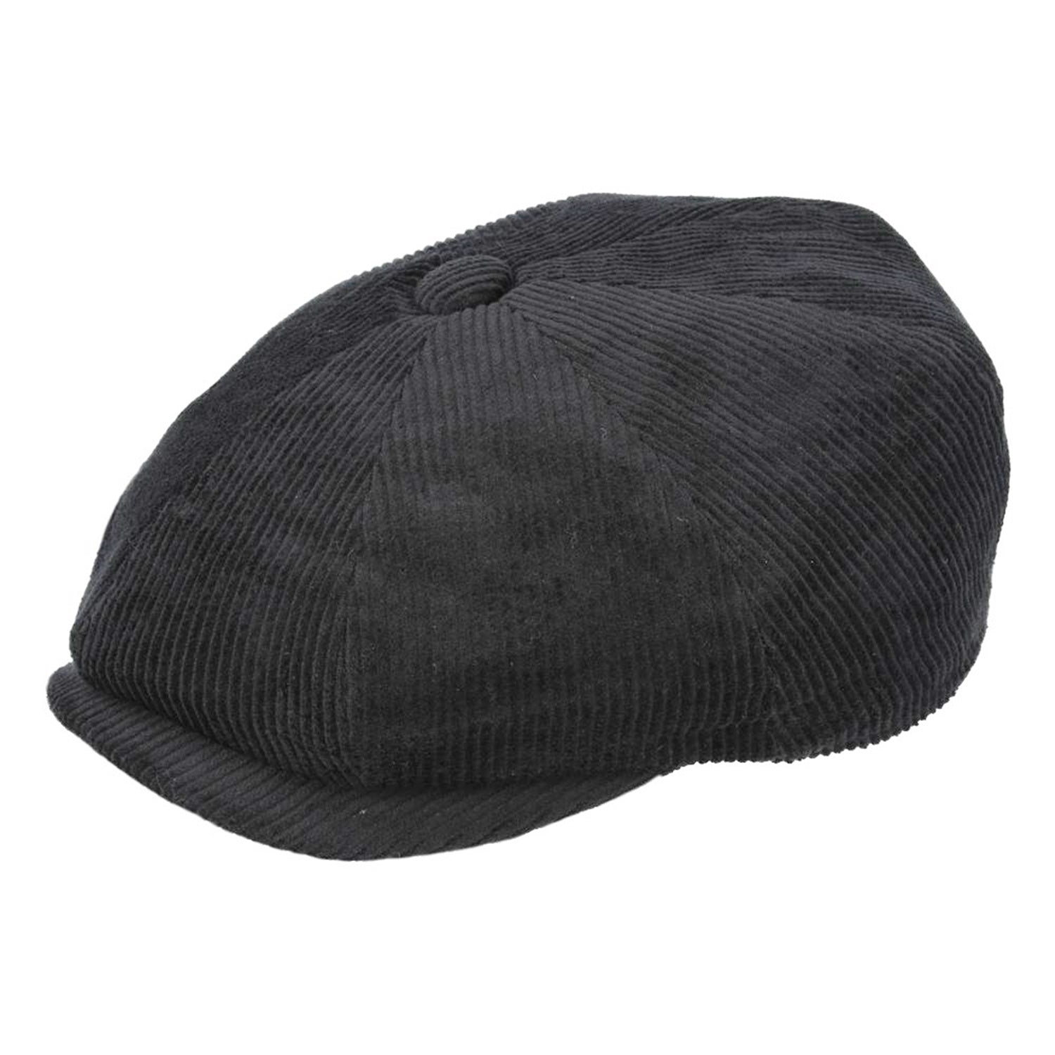 Newsboy, Black, Corduroy, Side View