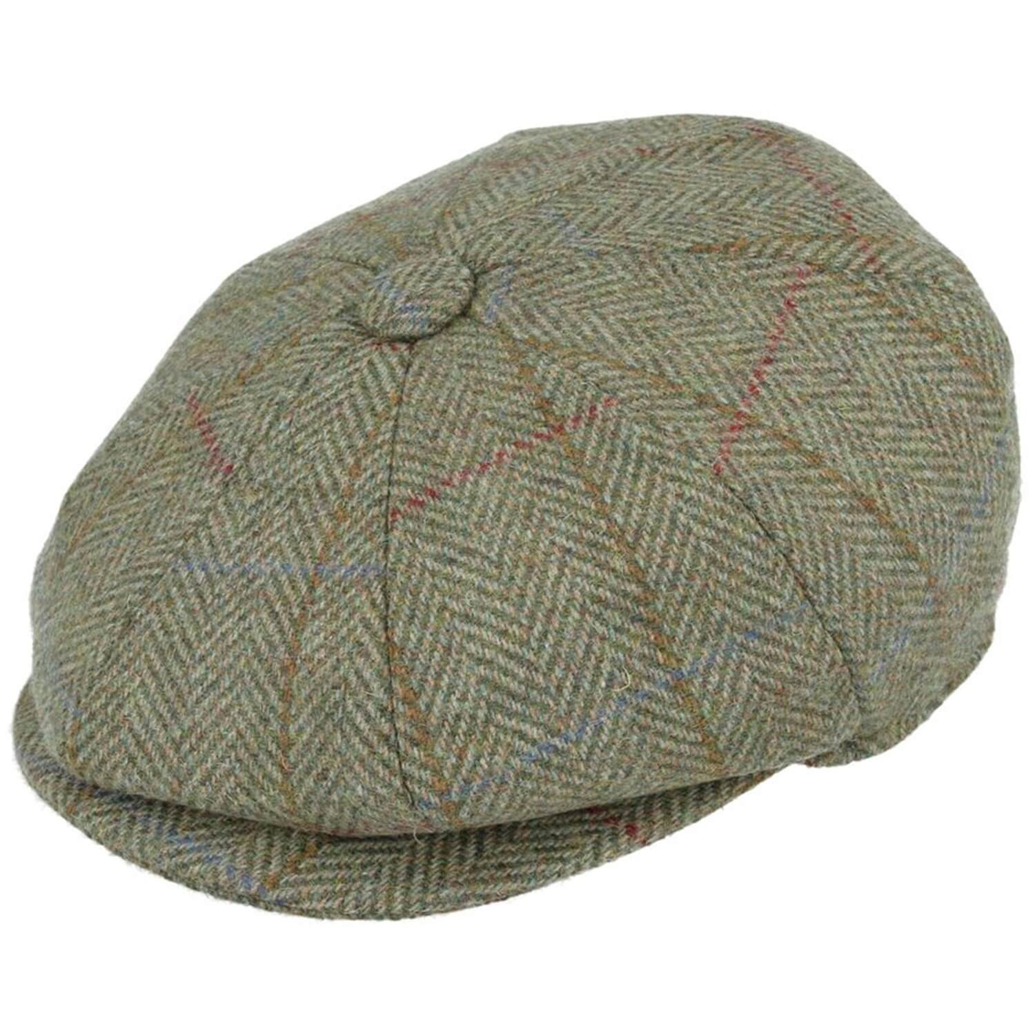 Newsboy Cap, Green, Herringbone Baker Boy Cap, Side View