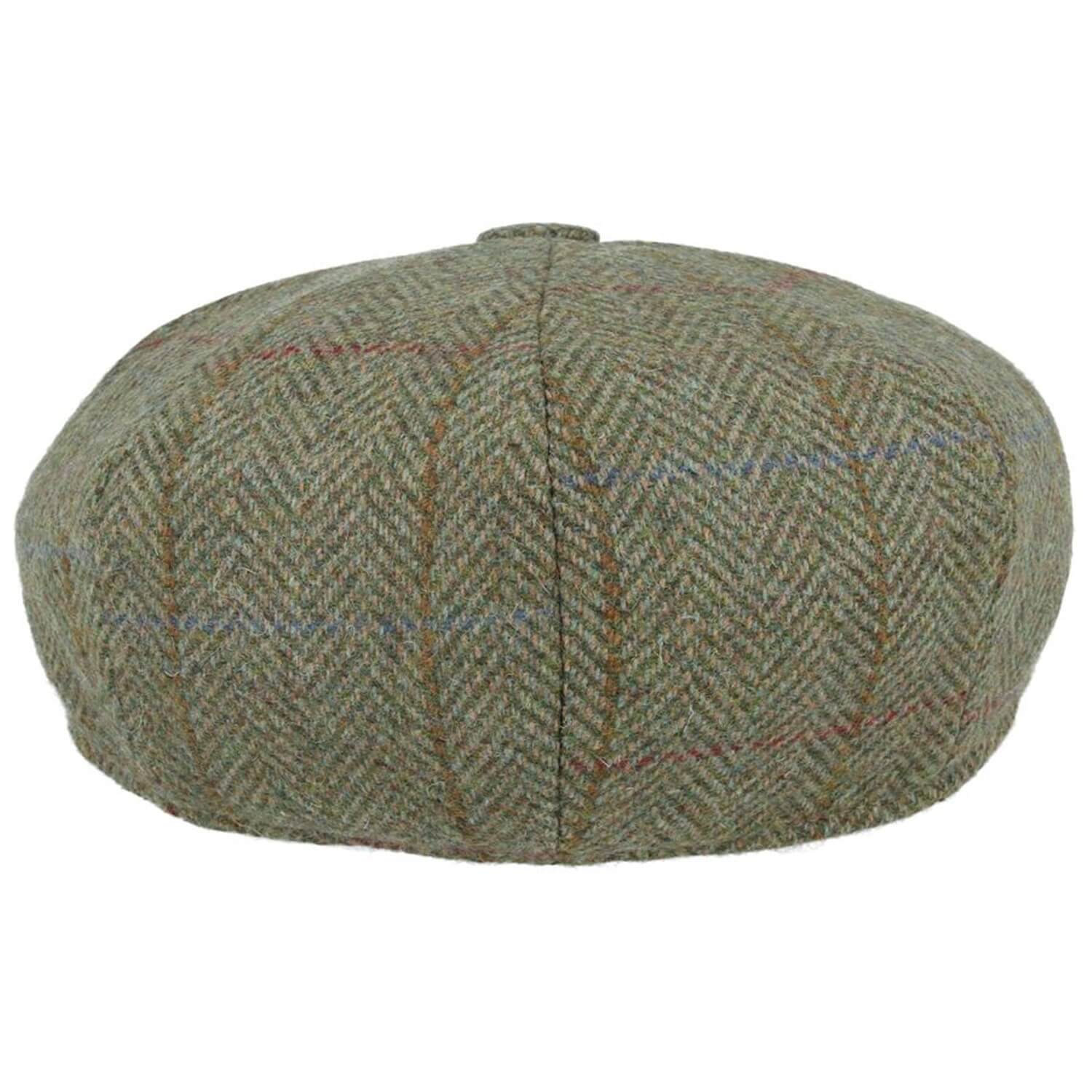 Newsboy Cap, Green, Herringbone Baker Boy Cap, Rear View