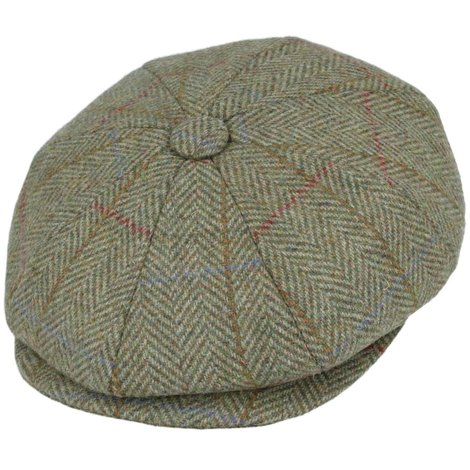 Newsboy Cap, Green, Herringbone Baker Boy Cap