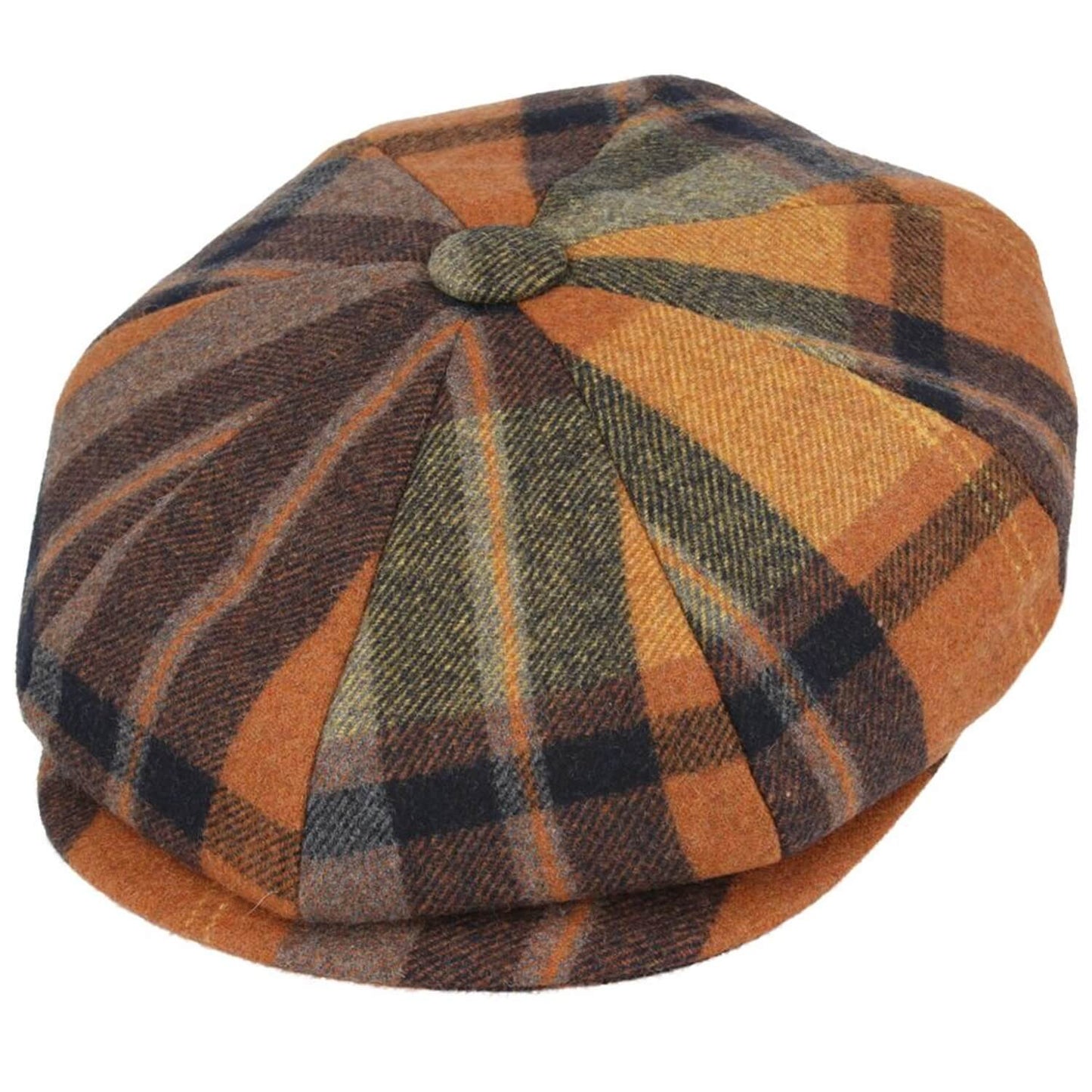 Newsboy Cap, Orange, Tartan Baker Boy Cap