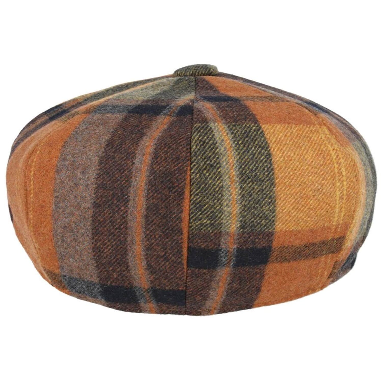 Newsboy Cap, Orange, Tartan Baker Boy Cap, Rear View