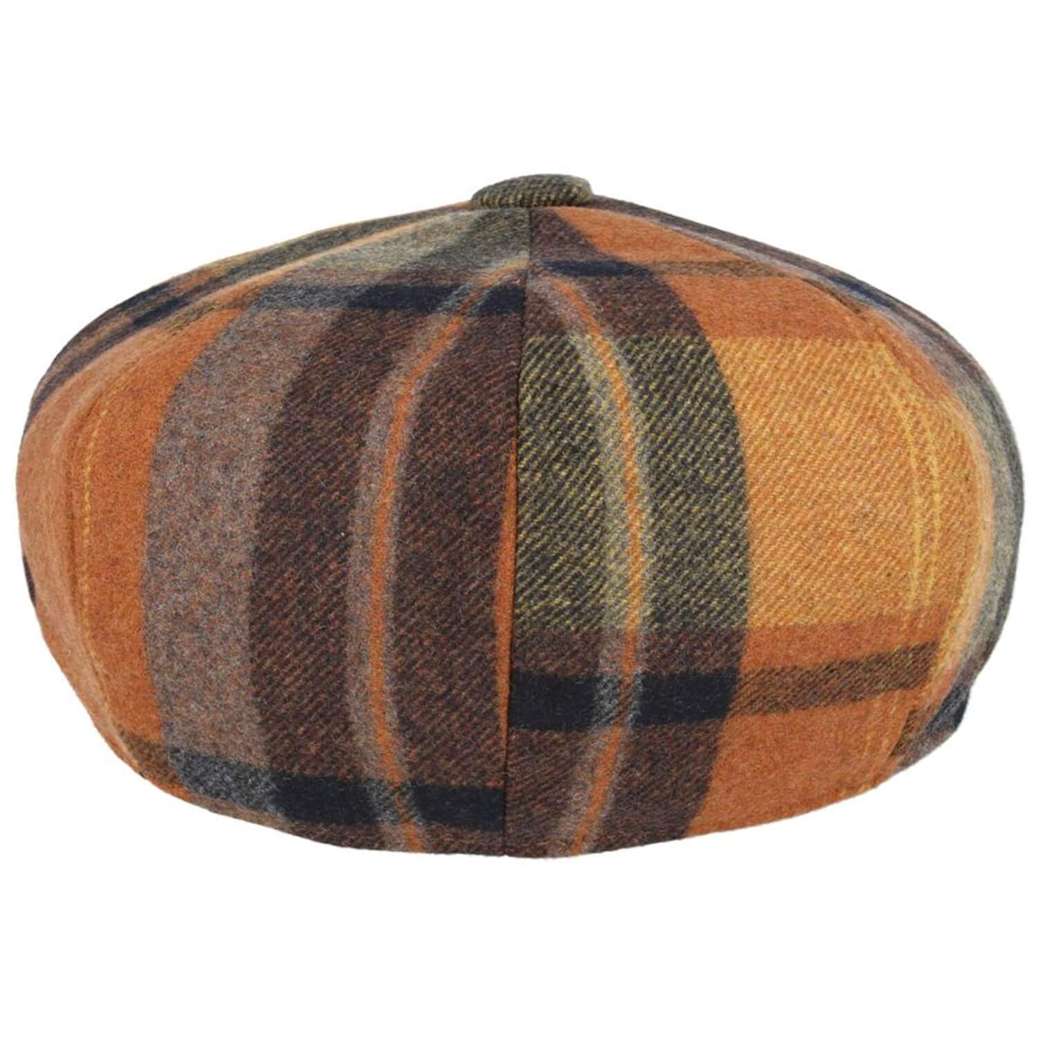 Newsboy Cap, Orange, Tartan Baker Boy Cap, Rear View