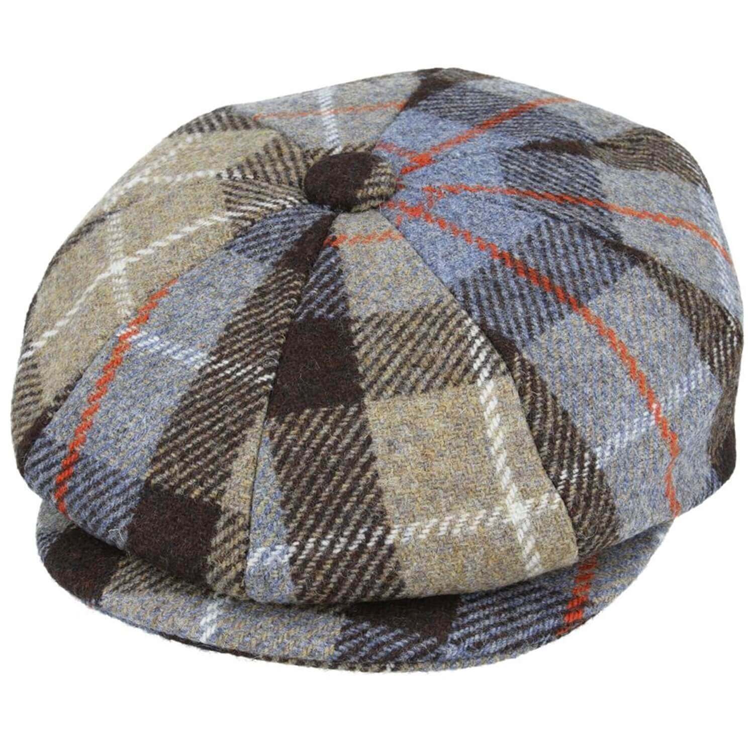 Plaid patterned cap on a white background