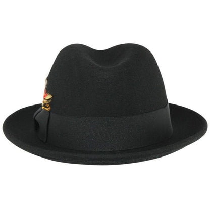 Trilby Hat, Black, Wool, C-Crown, Rear View