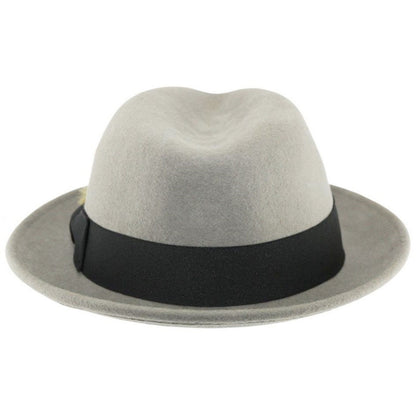 Trilby Hat, Grey, Wool, C-Crown, Rear View