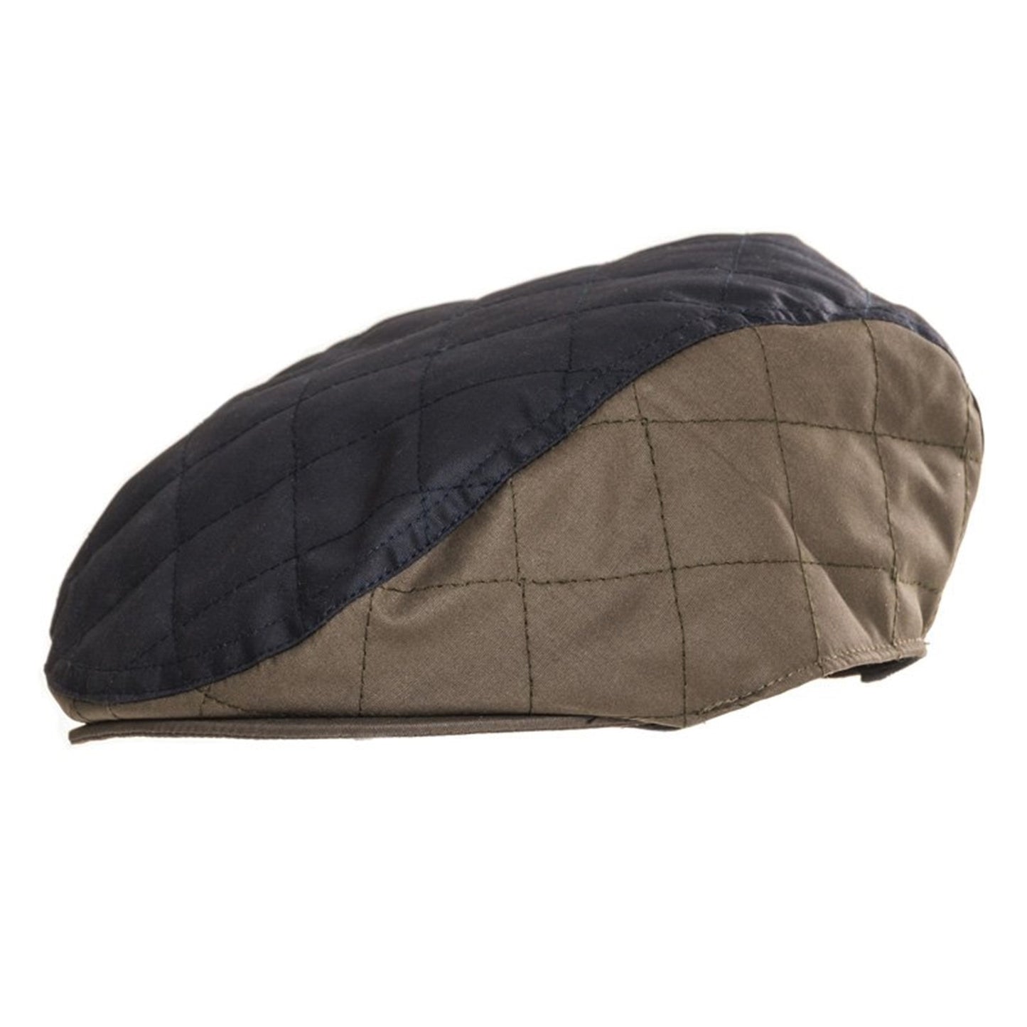 Flat Cap, Navy and Brown, Waxed, Quilted