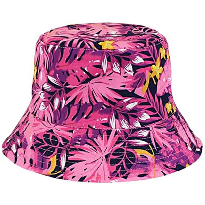 Pink floral bucket hat on a white background