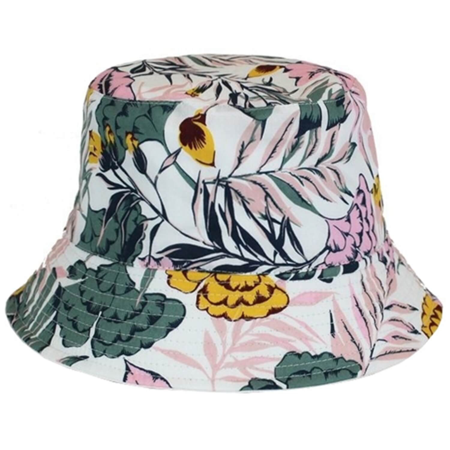 Floral patterned bucket hat on a white background