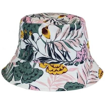 Floral patterned bucket hat on a white background