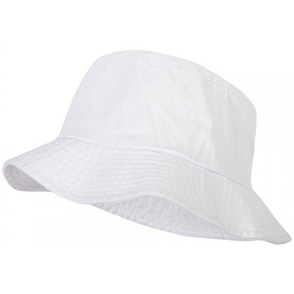 Bucket Hat, White, Plain, Cotton, Side View